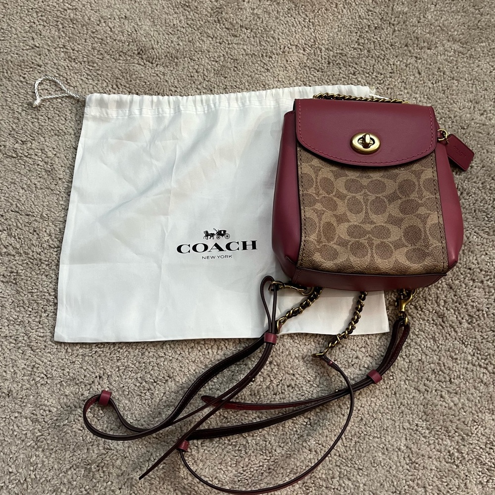 Coach Burgundy and Brown Mini Women's Bookbag